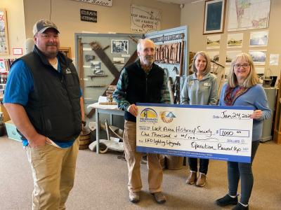 Operation Round Up donated $1,000 to Luck Area Historical Society in January 2025 to help with an LED lighting upgrade.