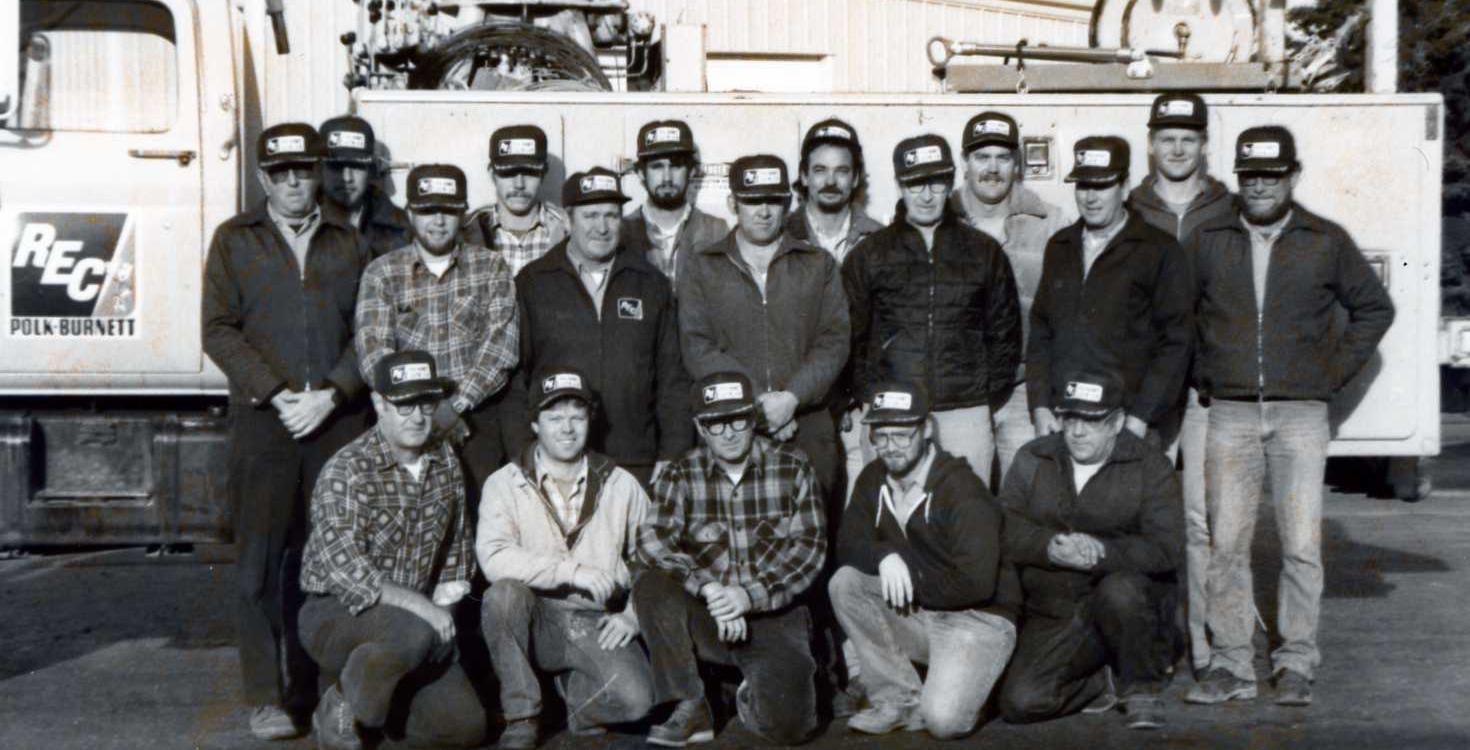 Co-op linemen, mid-1980s, Centuria, Wisconsin