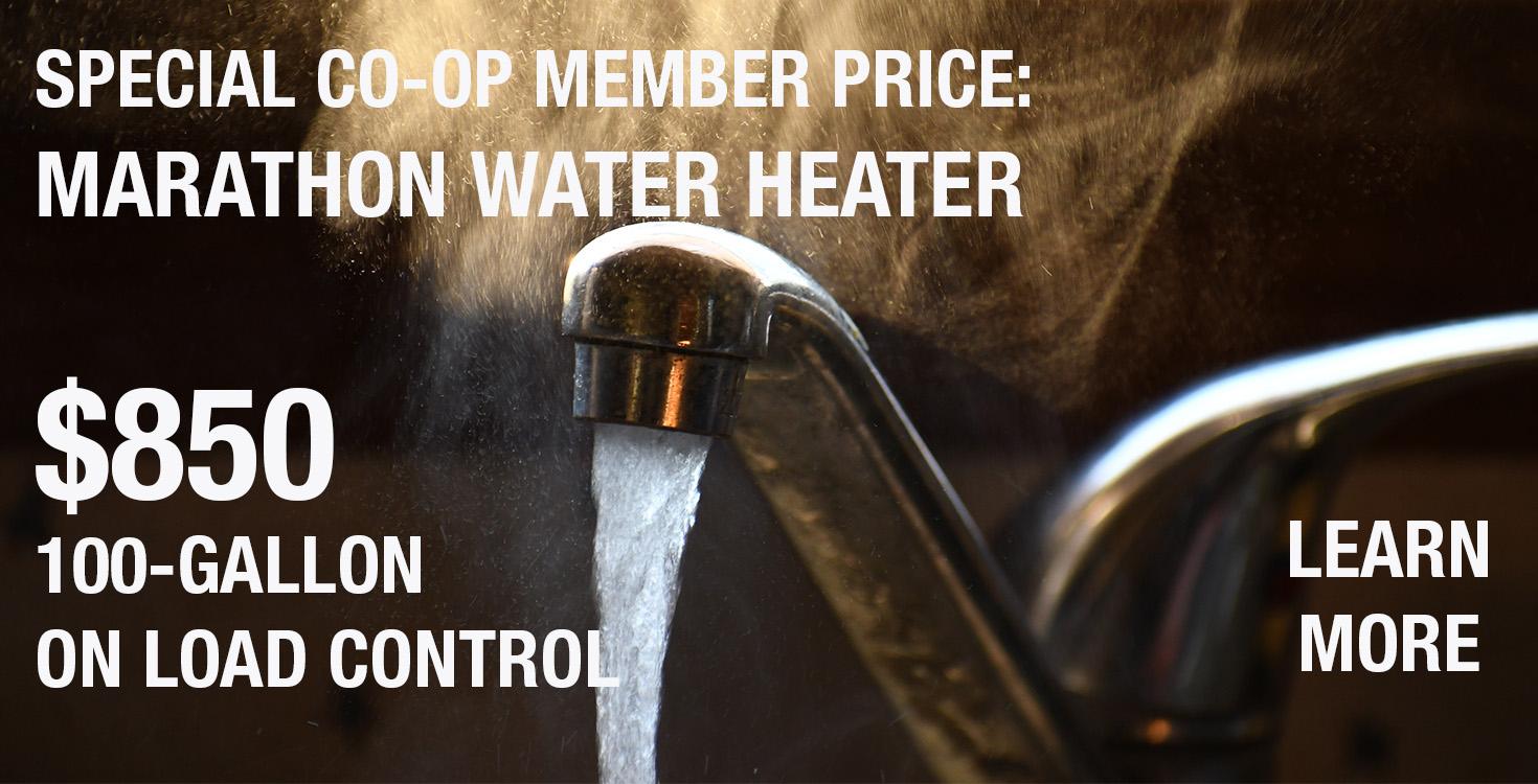 Special co-op member price on electric water heater